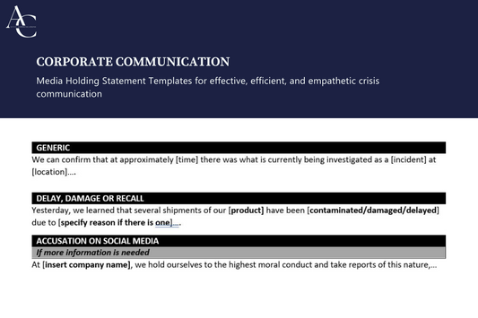 Crisis Communication Media Holding Statement Templates