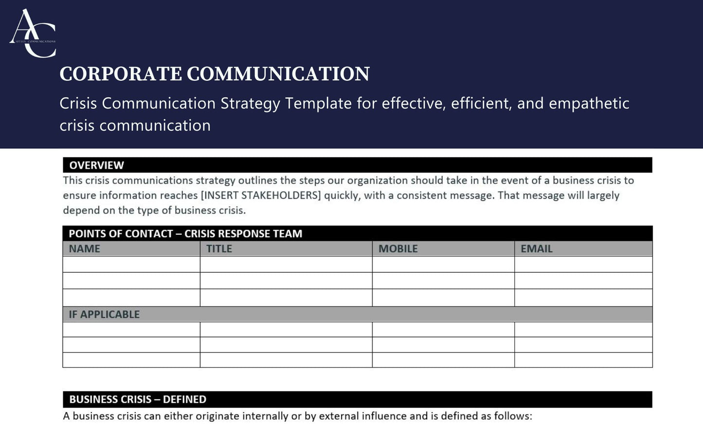 Crisis Communications Strategy Template