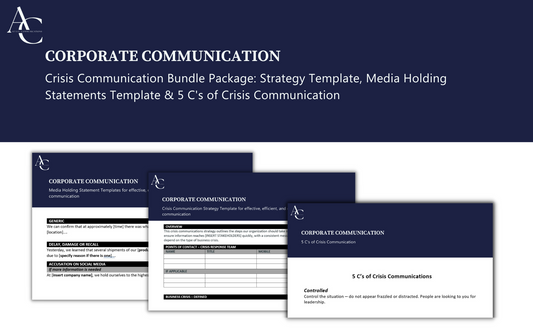 Crisis Communication Bundle Package: Strategy Template, Media Holding Statements Template & 5 C's of Crisis Communication