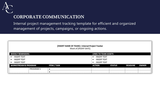 Internal Project Management Tracking Template